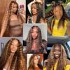 T1BP4/30 Deep Wave Bundles Ombre Brown Human Hair Bundles Dark Brown to Light Brown Bundles 14 16 18 Inch Grade 10A Unprocessed Brazilian Virgin Human Hair 3 Bundles For Women Double Weft view 2