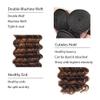 T1BP4/30 Deep Wave Bundles Ombre Brown Human Hair Bundles Dark Brown to Light Brown Bundles 14 16 18 Inch Grade 10A Unprocessed Brazilian Virgin Human Hair 3 Bundles For Women Double Weft view 4