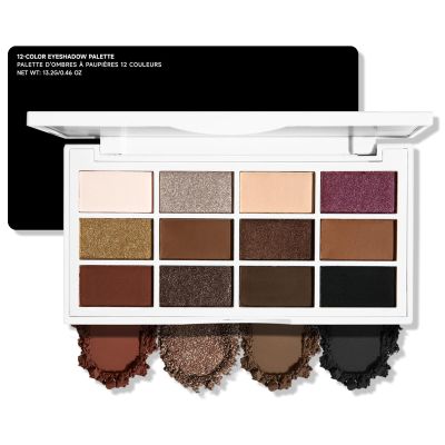 Erinde Brown Black Eyeshadow Palette, 12 Colors Matte Shimmer Beige Champagne Plum Purple Bronzer Brown Black Eye Shadow Palette, Highly Pigmented Long Lasting Waterproof Eyeshadow Pallete, 01