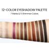 Erinde Brown Black Eyeshadow Palette, 12 Colors Matte Shimmer Beige Champagne Plum Purple Bronzer Brown Black Eye Shadow Palette, Highly Pigmented Long Lasting Waterproof Eyeshadow Pallete, 01 view 4