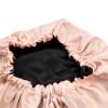 Adjustable Double Layer Satin Bonnet Nightcap Doubleside Women Round Shower Caps Night Sleep Polyester Hat Solid Black Lining(Coffee) view 3
