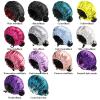 Adjustable Double Layer Satin Bonnet Nightcap Doubleside Women Round Shower Caps Night Sleep Polyester Hat Solid Black Lining(Coffee) view 4