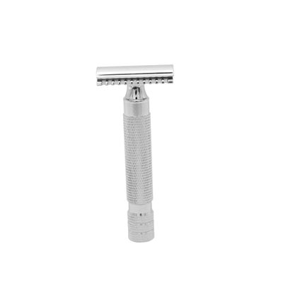 COOLHIYA Double Edge Stainless Steel Safety Razor for Men with Textured Grip Close Comfortable Shave Professional Barber and Home Use Suitable for Sensitive Skin and Manual Shaving Tools