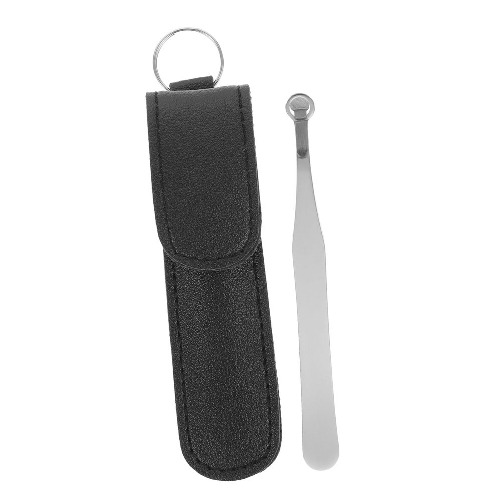 LALADEFIEE Stainless Steel Round Head Nose Hair Tweezers with Leather Case Nose Hair Trimming Tool for Men Smooth Non-Pulling Design Easy