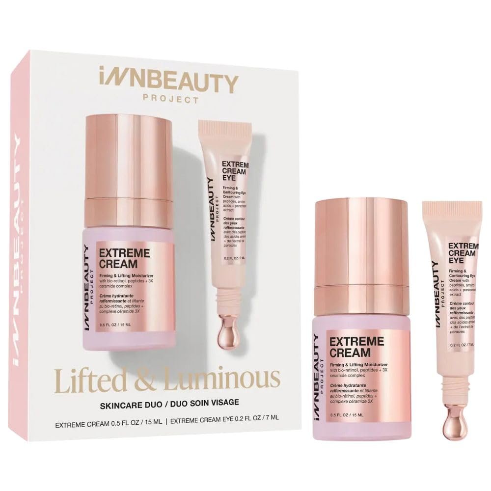 INNBEAUTY Project Lifted & Luminous Travel Skincare Holiday Gift Set Extreme Cream & Extreme Cream Eye for Firming, Lifting, Hydrating