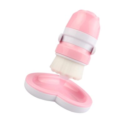 COOLHIYA Double-Headed Facial Cleaning Brush with Soft Fiber Bristles for Deep Skin Cleansing Ergonomic Face Brush with Rose Design Suitable for All Skin Types Pink PVC Boxed