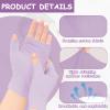 6 Pairs Cotton Gloves Eczema, Cotton Eczema Gloves for Women and Men, Touchscreen Fingerless Black Gloves for Art Handling, Fingerless Moisturizing Gloves for Dry Hands Overnight Skin Protect (Purple) view 3