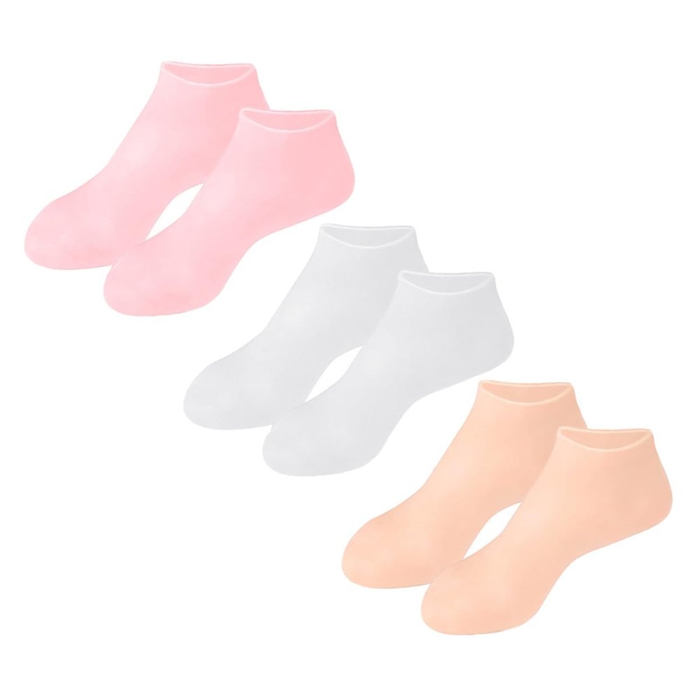 COOLHIYA 3Pairs Moisturizing Socks for Dry Cracked Feet Foot Cover for Women and Softens Rough Skin Promotes Healing and Exfoliation Elastic Material Home Pedicure Care