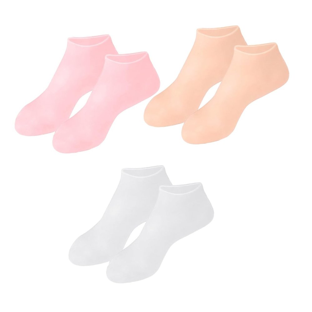COOLHIYA 3Pairs Moisturizing Socks for Dry Feet Intensive Hydration Foot Covers for Cracked Heels Softening Calluses and Rough Skin Breathable Skin Care Socks for Women Daily Home Use