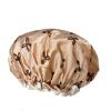 1pc Double Layer Shower Caps, Printed Bonnet, water resistant Bath Caps Reusable Shower Caps Hair Hat For Women Ladies Spa Salon(Khaki) view 1