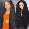 13x6 Deep Wave Lace Front Wigs Human Hair 200 Density 13x6 HD Transparent Deep Curly Lace Frontal Wig Pre Plucked with Baby Hair Wet and Wavy Glueless Wigs Natural Black for Women view 1