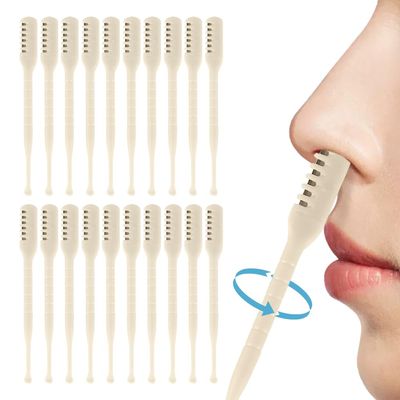 2 in 1 Nasal Hair Cutter, Dual Sized Nose Hair Trimmer with Ear Wax Removal Function, 360 Rotating Nose Hair Cutter, Portable Nostril Hair Remover Tool for Men, Women (Yellow, 20pcs)