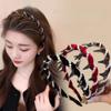Retro High Skull Pearl Headband, Vintage High Cranium Artificial Pearl Hairband, 2025 New Anti-Slip Reversible Head Band Girl's Gift Bridal Hair Hoop Rhinestones for Women (black+red+brown, Medium) view 2