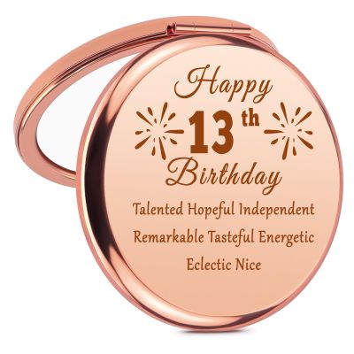 13th Birthday Gifts for Girls Compact Mirror 13 Year Old Girl Gifts 13th Birthday Decorations for Girls Daughter Niece Granddaughter Makeup Mirror Friendship Inspirational Bday Present