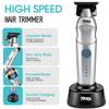 DSP Professional Hair Trimmer for Men, Beard Mustache Cordless Trimmer, Indicator Light with Charge Base, Zinc Alloy Body, Low Noise, Zero Gapped Edgers Trimmer (Silver) view 3