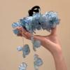 2 hair clips, flower waterfall, spring tassel, embroidered ball, blue headpiece view 4