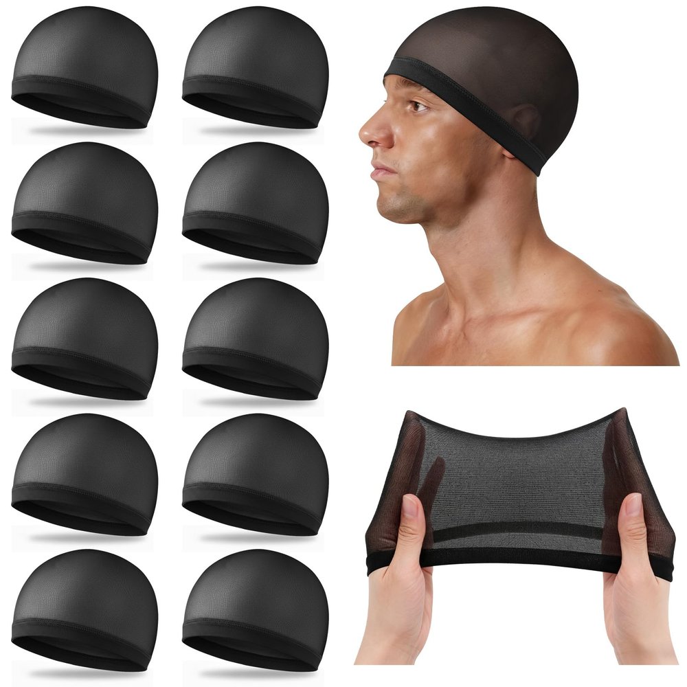 10-Pack Wave Caps for Men - Stretchy Nylon Skull Cap, Wide Elastic Band Anti-Slip Caps Waves for Man Women, Adult Breathable Sleeping Gym Durag