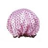 1PC water resistant Shower Cap Leopard Print Double Layer Elastic Shower Hair Cover Reusable Wave Point Shower Cap Bathroom Supplies(Pink) view 1