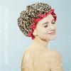 1PC water resistant Shower Cap Leopard Print Double Layer Elastic Shower Hair Cover Reusable Wave Point Shower Cap Bathroom Supplies(Pink) view 2