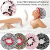 1PC water resistant Shower Cap Leopard Print Double Layer Elastic Shower Hair Cover Reusable Wave Point Shower Cap Bathroom Supplies(Pink) view 4