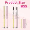 2 PCS Eye Brow Brush with Cap, Spooly for Lashes, Eyebrow Spoolie, Reusable Travel Eye Brow Brushes, Portable Eyebrow Spiral Brushes with Handle, Make up Accessories for Women (Light Pink, Gold) view 2