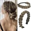 Braided Headbands for Women, 2 Pcs Handmade Fashion Braid Headband with Teeth and Elastic Stretch Braids Hairband for Girls Beauty Hair Accessories Party Festival Halloween (Golden Brown) view 1