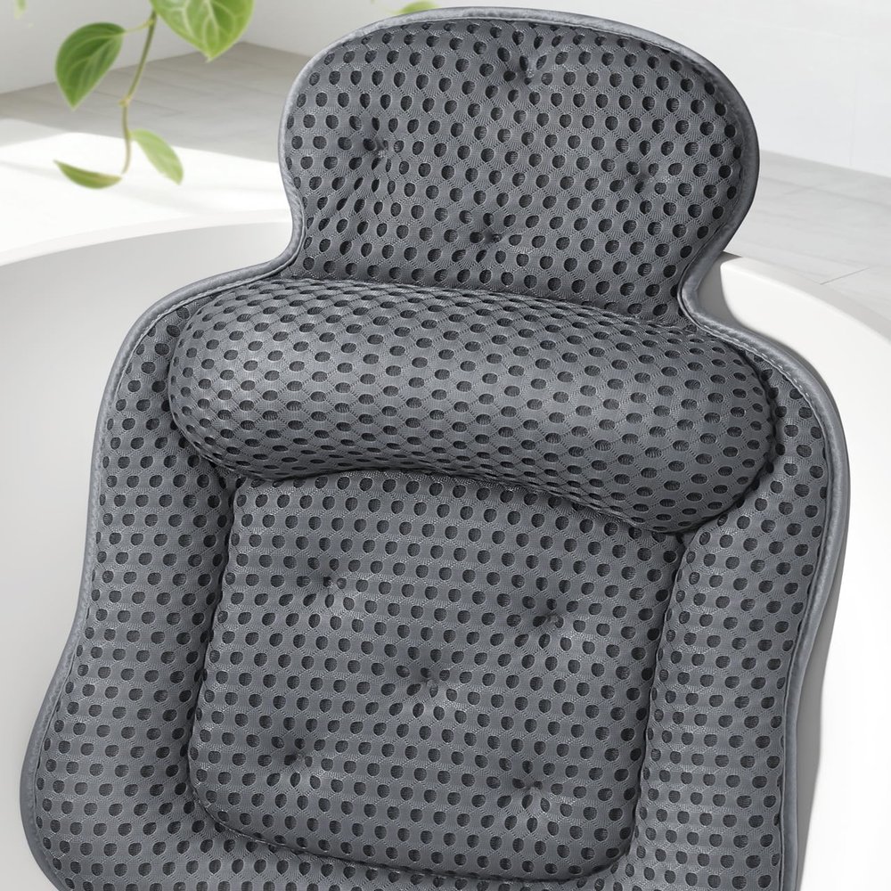 Bath Pillows for Tub, Extra Large Bathtub Cushion for Head and Neck with Soft 5D Mesh Fabric and 54 Non-Slip Suction Cups, Relaxing Tub Shower Accessories Spa Gifts