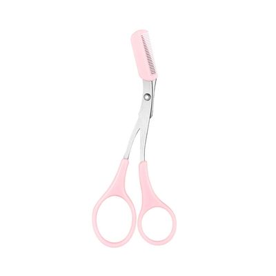 Eyebrow Scissors with Comb for Men & Women, Precision Eyebrow Trimmer Scissors, Stylish Eye Brow Trimming Tool for Home, Salon, Travel (Pink)