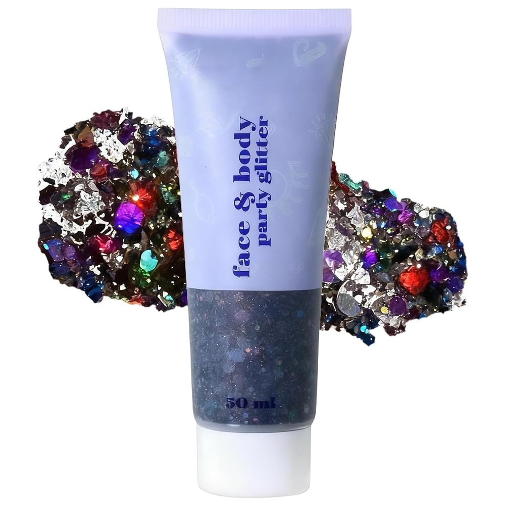 Black Body Glitter,Face Hair Glitter for Kids and Women, Chunky Sequins Glitters Makeup, Halloween Accessories (Halloween Themed)
