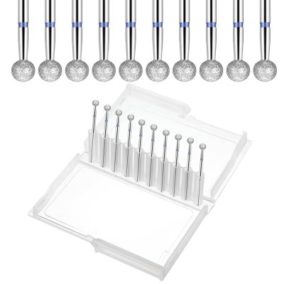 10 Pcs Safety Ball Cuticle Drill Bits, 5 mm Ball Bit Carbide Diamond Nail Bits 3/32" Two Way Rotate Professional Nail File Gel Polishing Head for Dead Skin Removal & Nails Shaping