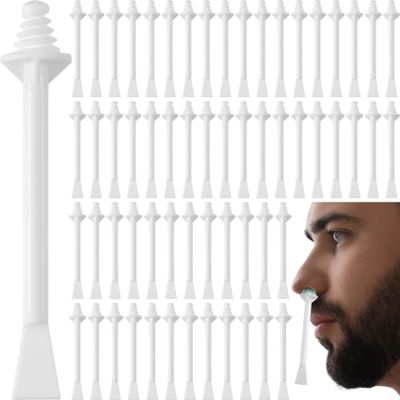 Deozu 60 Pcs Nose Wax Sticks, Hair Wax Applicator Sticks Kit for Men Women Hair Removal, Nostril Cleaning, Eyebrow, Ear, Face (White)