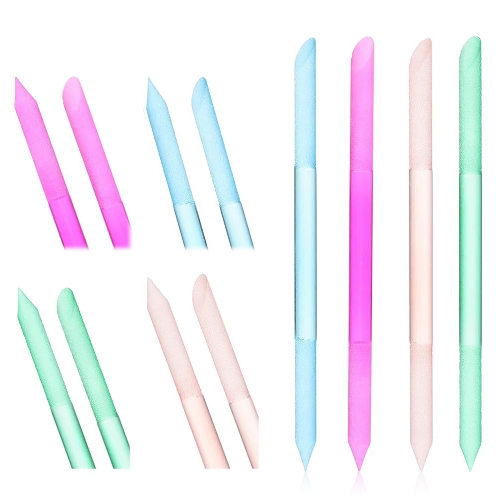 4Pcs Glass Cuticle Pusher, Dual-Ended Manicure Stick, 4 Colors Nail Cuticle Remover Tool Crystal Nail File, Women Professional Cuticles Glass Polisher for Natural Nails and Cuticles Care