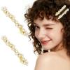 2 Pcs Pearl Hair Barrettes for Women, Elegant Gold Hair Clips with Pearls, Fancy French Barrette Hairpins Decorative for Weddings, Parties, Daily Use view 1