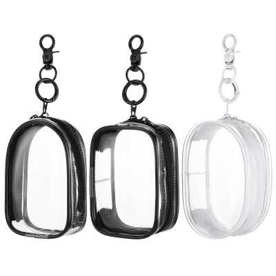 3 PCS Mini Clear Pouch with Keychain, Small Clear Travel Makeup Bag Figure Display Bag with Zipper, Portable Storage Pouch, Mini Zipper Pouches for Cosmetics Coin Organizer Showing off Blind Boxes