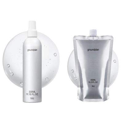 groundplan Facial Mist (11.15 fl oz) + Silver Bottle, Refill (15.22 fl oz) Bundle  Hydrating Recovery Mist with 80% Witch Hazel & Centella for Sensitive Skin, Dewy Glow, Korean Skincare Set