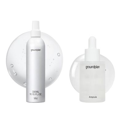 groundplan Skincare Bundle - Facial Mist Spray (11.15 fl oz) + Ampoule Serum (1.35 fl oz) with Witch Hazel, Centella & Panthenol  Moisturizing, Soothing, Korean Skincare Set for Sensitive Skin