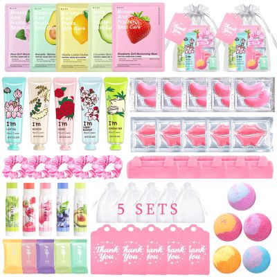 55PCS Spa Skincare Set for Kids,Spa Party Favors Supplies For Teens 10-12, Include Face Masks,Lip Balm,Hand Cream,Foot Bath Bombs,Lip Mask,Bulk Gifts,Christmas Stocking Stuffers For Girls Ages 8-12