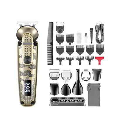 8-in-1 Metal Hair Clipper Multifunctional Intelligent LED Digital Trimmer Men's Nose and Armpit Shaver V-103