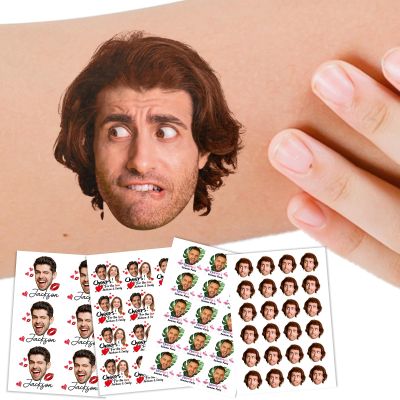 Custom 28 Pcs Face Temporary Tattoos, Personalized Photo/Name Tattoos Temporary for Bachelorette Party Favors, Customized Stickers for Birthday Wedding Party Decor