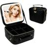 GIUWESOY Travel Makeup Bag with Light Up Mirror, Portable Makeup Bag with Led Light Women Waterproof Makeup Travel Case adjustable dividers Rechargeable Vanity Mirror with 3 Color Lights view 1