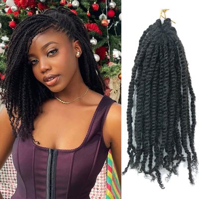 Ssawhair Pre-Twisted Crochet Human Hair Passion Twists With Curly Full Ends Micro Pre-Looped Reusable Mini Twist Braids Crochet Human Hair Extensions 1Pack/25Strands 14Inch