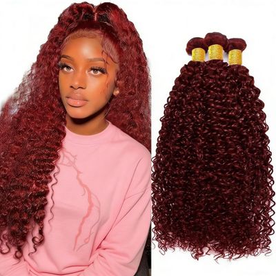 Wahairse Human Hair Bundles24 26 28 Inch Jerry Curly Wave 99J Color Human Hair Unprocessed Brazilian Virgin 3 Bundles Quick Weave Human Hair Extensions 300g (99J Jerry Curly Wave,24 26 28)