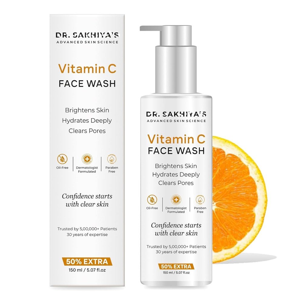 Deep Cleaning Vitamin C Face Wash with Glycerin (150ml) for All Skin Types, Makes Skin Soft & Smooth, Face Glowing and Brightening, For Men Women Unisex teenagers