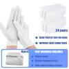 24 Pairs White Cotton Gloves for Dry Hands Eczema with 8 Laundry Bags, Soft Unisex Moisturizing Gloves for Sleeping Overnight, Breathable Work Glove Liners for Coin Jewelry Inspection, Art Handling view 3