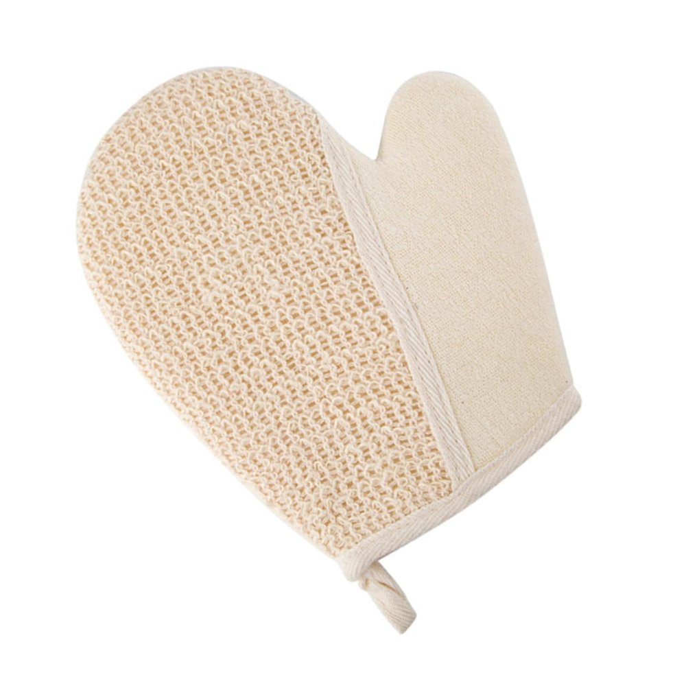 COOLHIYA 2pcs Exfoliating Bath Gloves Linen Body Scrubber Gentle Mitts for Adults Deep Dead Skin Removal and Smooth Skin Care Spa Use