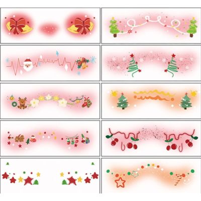 10 Sheets Christmas Face Temporary Tattoos For Girl Women,Cute Santa Claus Snowman Deer Face Freckle Tattoo Stickers Waterproof Makeup Fake Tattoos