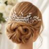 Lorealri Bridal Hair Pins Set, Rhinestone Side Comb, Gold Butterfly with Pearls and Crystals, Wedding Hair Accessories (Silver F) view 1