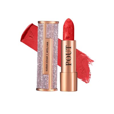 by Karan Johar- Intense Matte Plumping Lipstick  Revenge Pout (Bright Red Shade) | Highly Pigmented, Long Lasting, Lightweight, Creamy Matte Lipstick For Lip Makeup (4g)