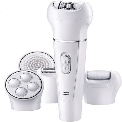 EZAGMWGFB Epilator for Women, 5-in-1 Hair Remover for, Rechargeable Electric with Callus Pumice Stone Rollers and Facial Cleansing Brush Massager