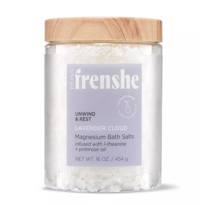 Being Frenshe Lavender Cloud Magnesium Bath Salts, Unwind & Rest, with L-theanine, Primrose Oil, for Relaxation,16 oz